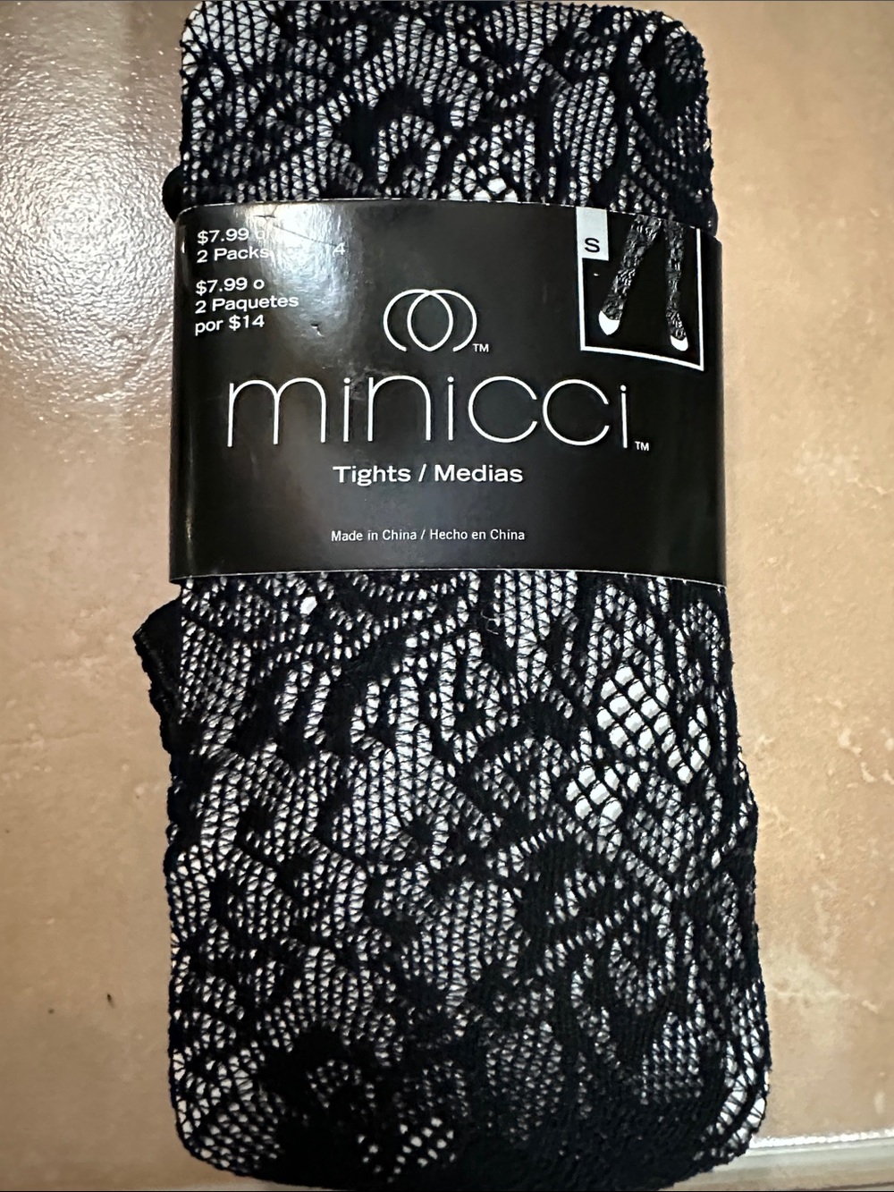 Minicci Black Floral Lace Tights